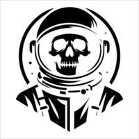 AI generated astronaut skull in black and white illustration vector