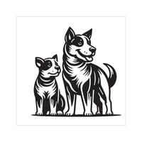 AI generated Australian Cattle Dog Family Clipart illustration in Black and white vector