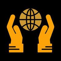 Globe Hand Vector Icon