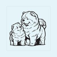 AI generated Chow Chow Dog Family Clipart illustration Vector