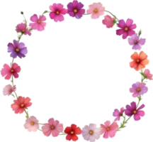 AI generated Watercolor painting of Cosmos Floral frame. png