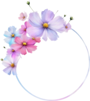 AI generated Watercolor painting of Cosmos Floral frame. png