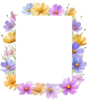 ai gegenereerd waterverf schilderij van kosmos bloemen kader. png