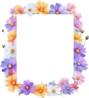 AI generated Watercolor painting of Cosmos Floral frame. png