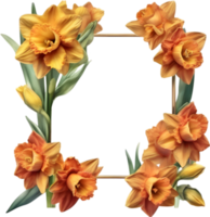 AI generated Watercolor painting of Daffodil Floral frame. png