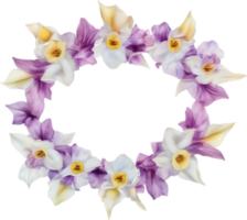 ai gegenereerd waterverf schilderij van gele narcis bloemen kader. png