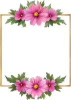 AI generated Watercolor painting of Cosmos Floral frame. png