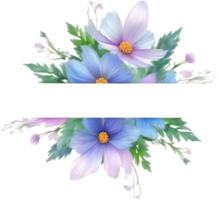 ai generiert Aquarell Gemälde von Kosmos Blumen- rahmen. png