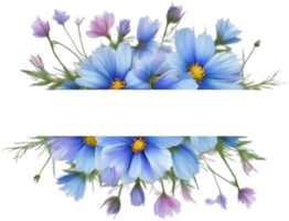 ai generiert Aquarell Gemälde von Kosmos Blumen- rahmen. png
