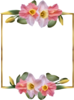 AI generated Watercolor painting of Daffodil Floral frame. png
