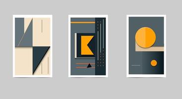 abstract posters in brutalist style with geometric shapes. vector