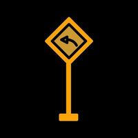 Left Turn Ahead Vector Icon