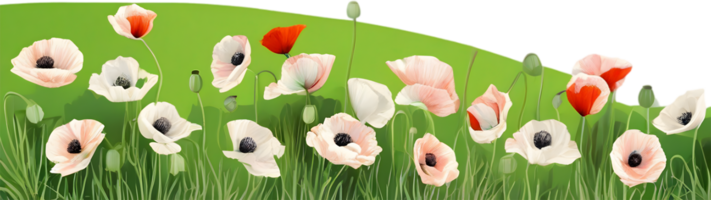 AI generated Wildflower field, Clipart of colorful spring wildflowers field. png