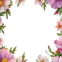 AI generated Watercolor painting of Cosmos Floral frame. png