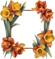 AI generated Watercolor painting of Daffodil Floral frame. png