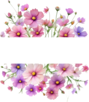 ai generiert Aquarell Gemälde von Kosmos Blumen- rahmen. png