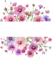 AI generated Watercolor painting of Cosmos Floral frame. png