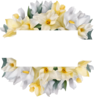 AI generated Watercolor painting of Daffodil Floral frame. png