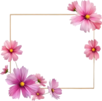 AI generated Watercolor painting of Cosmos Floral frame. png