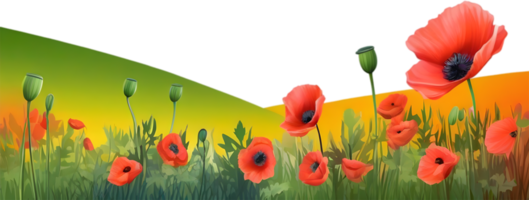 AI generated Wildflower field, Clipart of colorful spring wildflowers field. png