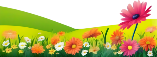 ai generiert Wildblume Feld, Clip Art von bunt Frühling Wildblumen Feld. png