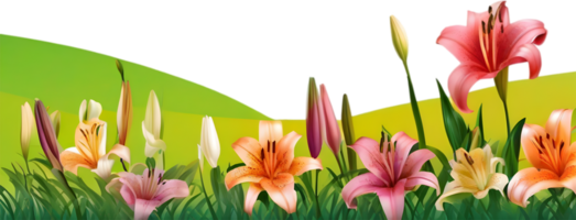 ai gegenereerd wilde bloemen veld, clip art van kleurrijk voorjaar wilde bloemen veld. png