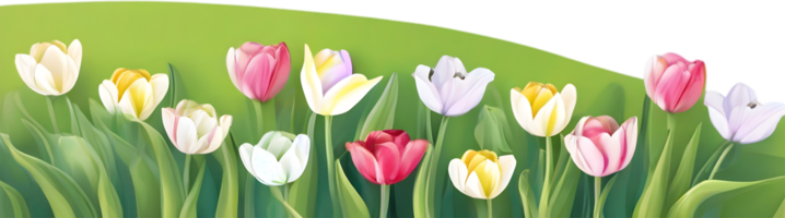 AI generated Wildflower field, Clipart of colorful spring wildflowers field. png