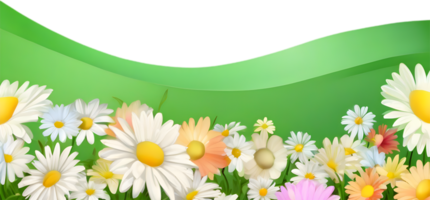 ai généré fleurs sauvages champ, clipart de coloré printemps fleurs sauvages champ. png