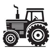 Silhouette of a tractor illustration vector with black old tractor on white background, Tractor isolated on white background