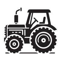 Silhouette of a tractor illustration vector with black old tractor on white background, Tractor isolated on white background