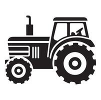 Silhouette of a tractor illustration vector with black old tractor on white background, Tractor isolated on white background