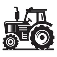 Silhouette of a tractor illustration vector with black old tractor on white background, Tractor isolated on white background