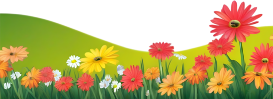 ai generiert Wildblume Feld, Clip Art von bunt Frühling Wildblumen Feld. png