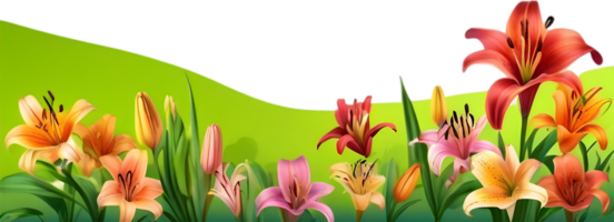 AI generated Wildflower field, Clipart of colorful spring wildflowers field. png