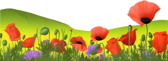 AI generated Wildflower field, Clipart of colorful spring wildflowers field. png