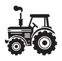 Silhouette of a tractor illustration vector with black old tractor on white background, Tractor isolated on white background