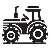 Silhouette of a tractor illustration vector with black old tractor on white background, Tractor isolated on white background