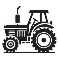 Silhouette of a tractor illustration vector with black old tractor on white background, Tractor isolated on white background