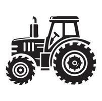 Silhouette of a tractor illustration vector with black old tractor on white background, Tractor isolated on white background