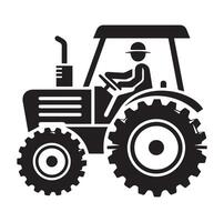 silueta de un tractor ilustración vector con negro antiguo tractor en blanco fondo, tractor aislado en blanco antecedentes