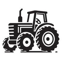 Silhouette of a tractor illustration vector with black old tractor on white background, Tractor isolated on white background