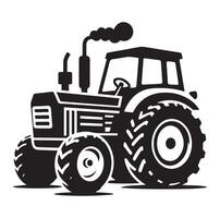 Silhouette of a tractor illustration vector with black old tractor on white background, Tractor isolated on white background