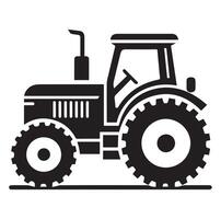 Silhouette of a tractor illustration vector with black old tractor on white background, Tractor isolated on white background