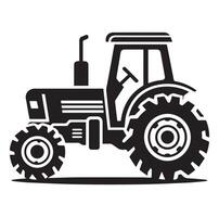 Silhouette of a tractor illustration vector with black old tractor on white background, Tractor isolated on white background