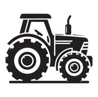 Silhouette of a tractor illustration vector with black old tractor on white background, Tractor isolated on white background