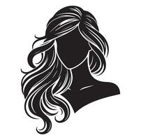 Woman with hair vector, silhouette of a girl, silhouette of a girl vector