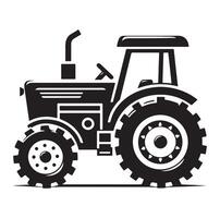 Silhouette of a tractor illustration vector with black old tractor on white background, Tractor isolated on white background