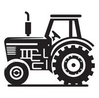 Silhouette of a tractor illustration vector with black old tractor on white background, Tractor isolated on white background