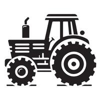 Silhouette of a tractor illustration vector with black old tractor on white background, Tractor isolated on white background