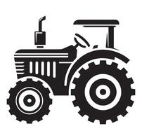 Silhouette of a tractor illustration vector with black old tractor on white background, Tractor isolated on white background